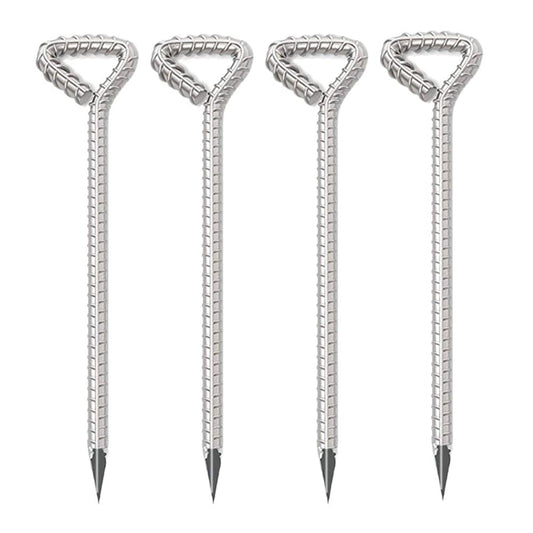 12-Inch Ground Stakes | Set of 4 Galvanized Steel Tent Pegs Spikes Heavy Duty with Rope Hook | Unbreakable Metal Ground Anchor for Camping Tent/Canopy/Tarp