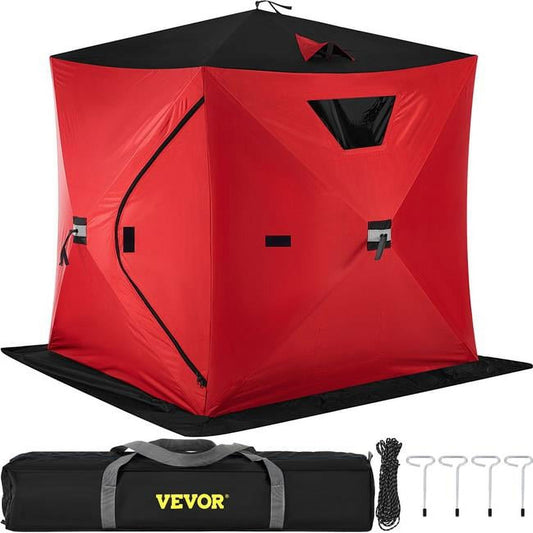 Vevor BDZP148X148X168CMV0 2-Person Ice Fishing Shelter Tent, Red