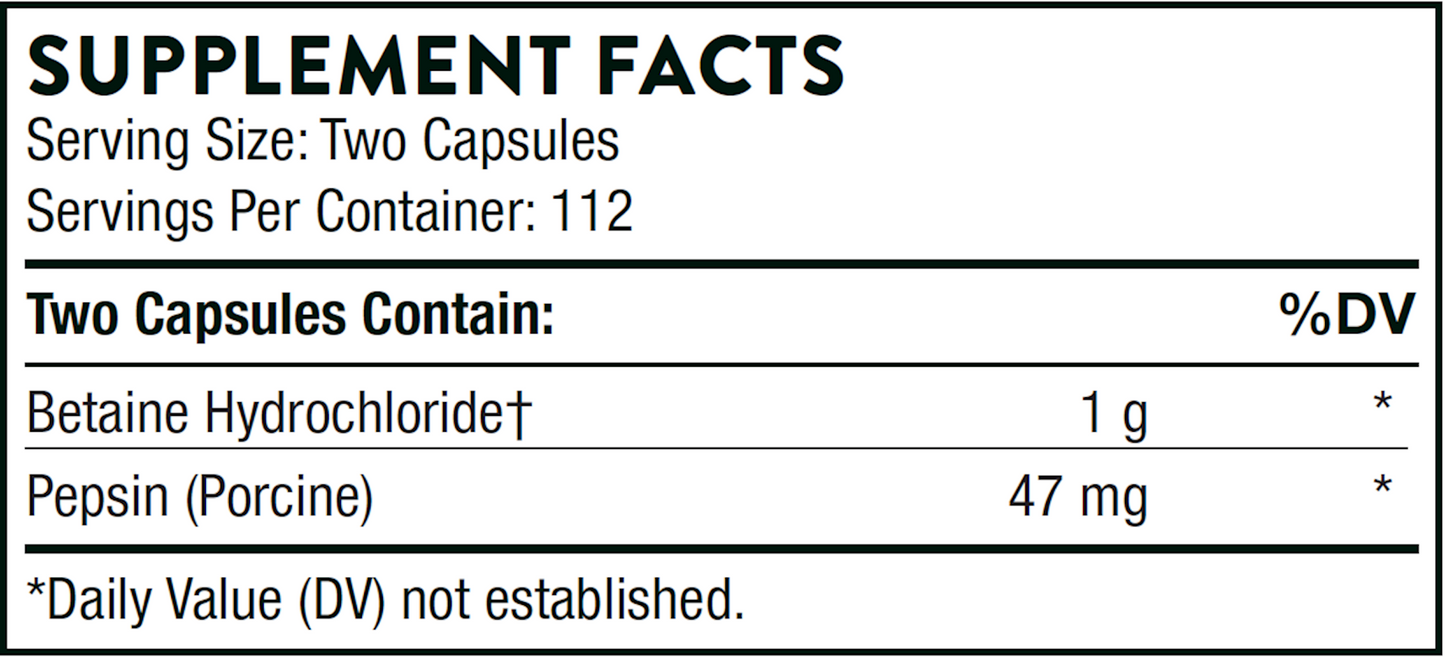 Thorne Betaine HCL & Pepsin