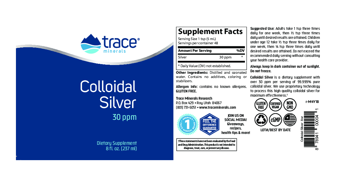Trace Minerals Research Colloidal Silver 30 PPM